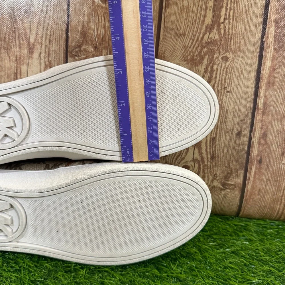 Michael Kors Keaton Slip On Sneakers Womens Size 8 Brown Logo Monogram Casual